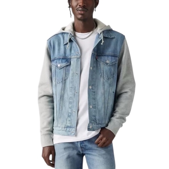 Levi's Other - Levi’s Men’s Hybrid Hoodie Trucker Jacket Denim Gray Fleece M